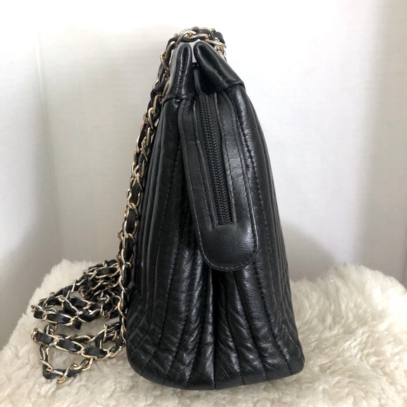 Fellini Italia Tote Quilted Cameo Black Leather Size Large - Picture 6 of 12